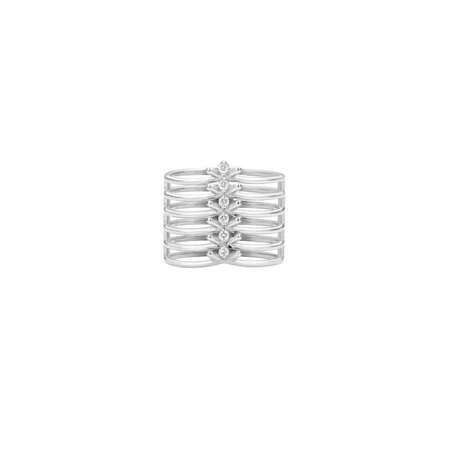 Anello 'Spinae' 6 elementi oro bianco SPINAE | AN 6FAU18B CT.0,09